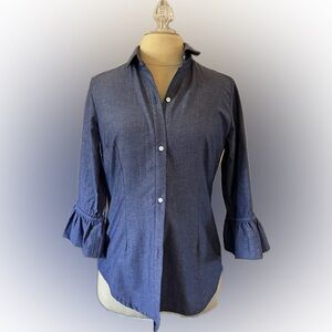 Gretchen Scott cotton button up with Belle wrist detail Size XS